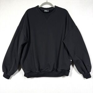 POPFLEX Sweatshirt Womens L/XL Black Pullover Oversized Crewneck Sweater Pockets